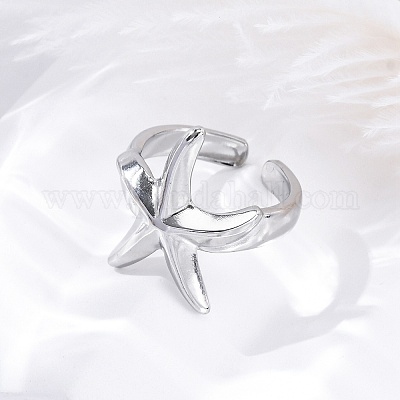 Открытые манжеты-кольца Stafish из нержавеющей стали 304 для женщин RJEW-F174-01P-1