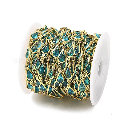 Латунные стеклянные каплевидные звенья цепи CHC-R001-04G-01-1