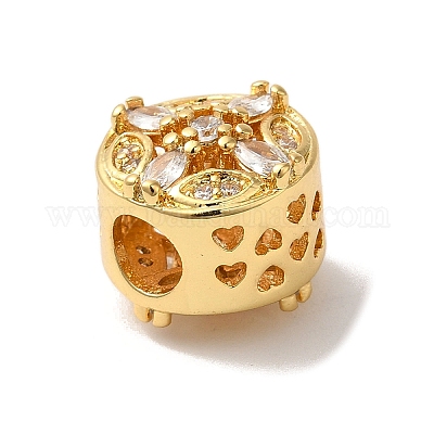 Стойка для цветов покрытие латунь микропаве кубический цирконий европейские бусины KK-G511-04B-G-1