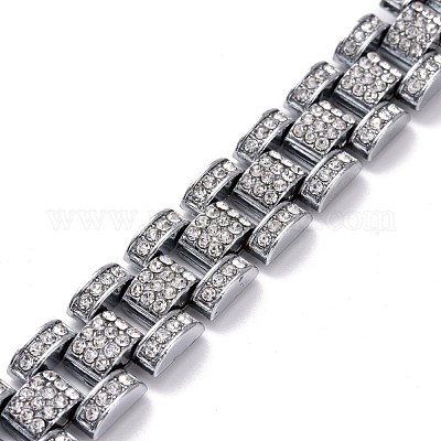 Мужской браслет-цепочка с кристаллами и стразами BJEW-I297-02P-1