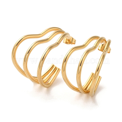 Серьги-гвоздики в форме сердца из нержавеющей стали 304 с ионным покрытием (IP) EJEW-G375-09G-01-1