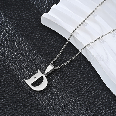 201 ожерелье с подвеской в виде инициала из нержавеющей стали с кристаллами и стразами FS-WG28760-04-1