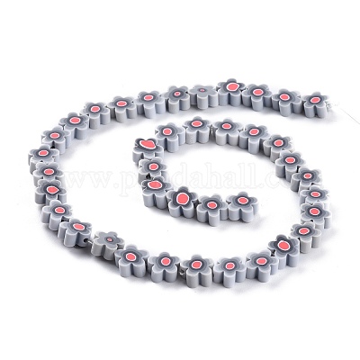 Нити из полимерной глины с цветочными бусинами ручной работы CLAY-M003-07G-1