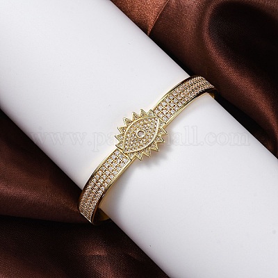 Браслеты с подвесками из латуни с микропаве из кубического циркония BJEW-H624-06E-G-1