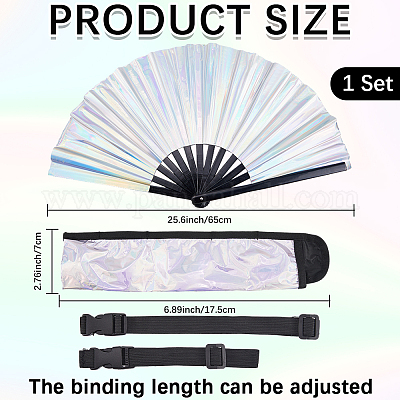 Лазерный веер из ПВХ-пластика и ткани Оксфорд с сумками для вентиляторов AJEW-WH20022-90-1