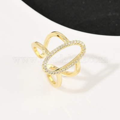 Манжеты из латуни с микро паве кубический цирконий для женщин RJEW-F186-02G-1