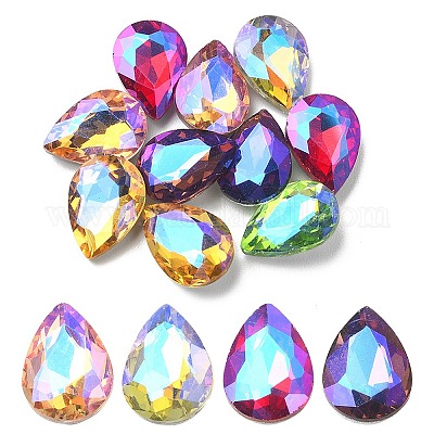 Заостренные заднее стекло горный хрусталь кабошоны RGLA-YW0002-04-1