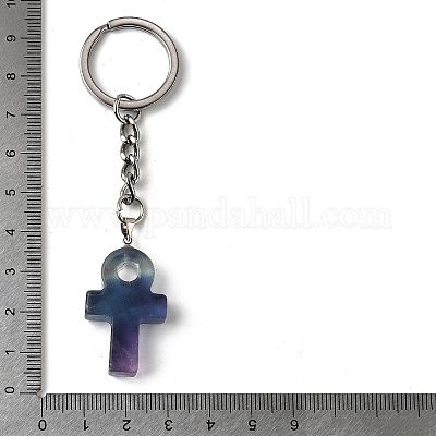Смешанные натуральные и синтетические драгоценные камни с железными брелоками KEYC-Q002-01P-1
