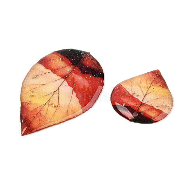 2 шт. подвески в виде листьев из прозрачной эпоксидной смолы RESI-T057-93-1