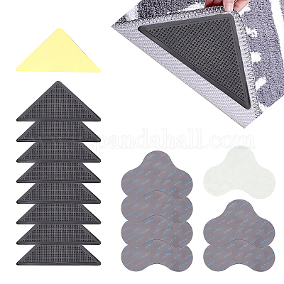 4pcs/set Triangle Anti-slip Rubber Pu Mat Pad For Home Carpet