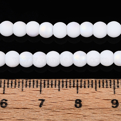 Нити из матовых непрозрачных стеклянных бусин GLAA-T032-P4mm-MBB02-1