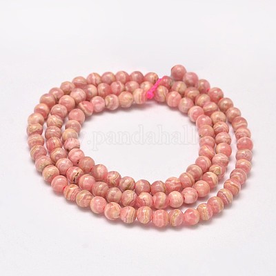 Круглые нити шарик натуральный Родохрозит G-F289-21-4mm-1