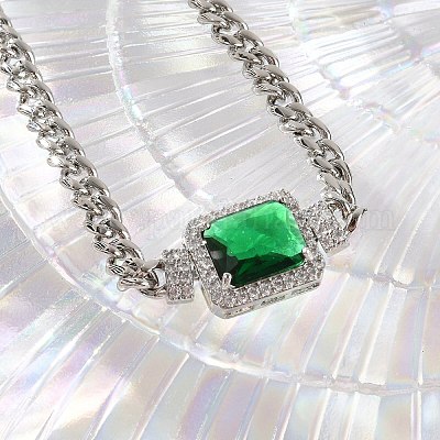 Прямоугольные звенья браслетов из латуни с микропаве из кубического циркония KK-R217-34P-1