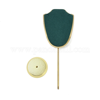 Подставки для ожерелий из микрофибры в форме бюста с подставкой из алюминиевого сплава золотистого оттенка ODIS-H006-01B-1