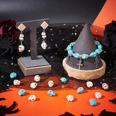 4 нити 2-х цветных синтетических бирюзовых бусин TURQ-NB0001-16-1