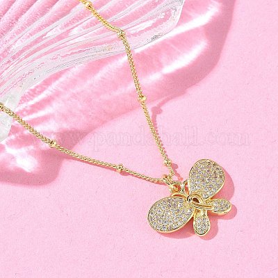 Ожерелья с подвесками из латуни с прозрачным кубическим цирконием NJEW-D306-01G-A-1