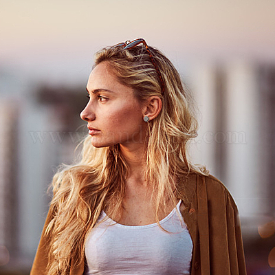 2 пара плоских круглых сережек-гвоздиков из нержавеющей стали 304 размера 2 для мужчин и женщин EJEW-AN0003-41-1