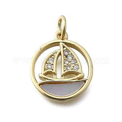 Латунные микропаве прозрачные подвески с фианитом KK-V010-20G-1