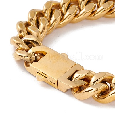 Ионное покрытие (ip) 304 нержавеющая сталь панцирный браслет цепи с застежкой-замком из кристаллов горного хрусталя для женщин BJEW-E107-01G-03-1