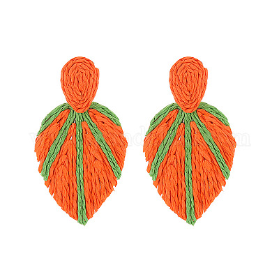 Pendientes colgantes de rafia&nbsp;WG204BE-02-1