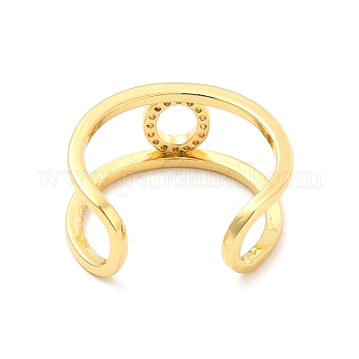 Кольцо-манжета с открытой буквой из прозрачного кубического циркония RJEW-A012-01G-O-1