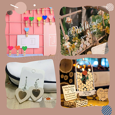 4 стиль необработанный деревянный лист для декора в виде сердца WOOD-PH0003-27-1