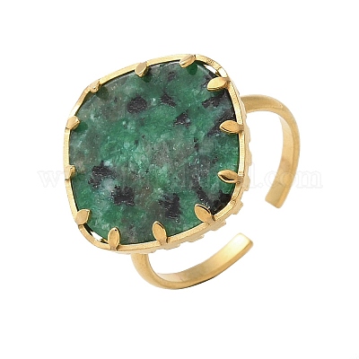 Квадратные кольца из натуральной бирюзы RJEW-R009-01G-04-1