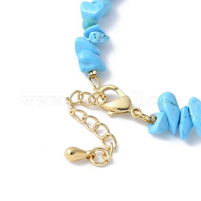 Изготовление браслета из латунных шестигранников и бусин из натурального окрашенного говлита KK-F892-17G-1