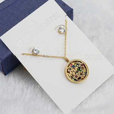 Ожерелья и серьги-гвоздики из нержавеющей стали с цветком и надписью «мама» на день матери WG8ED63-02-1