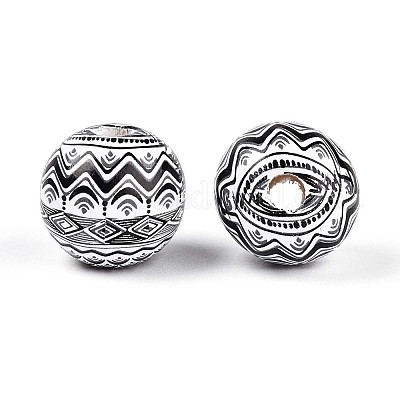 Бусины из дерева схима в богемном стиле с принтом WOOD-T032-31I-1