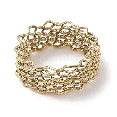 Ионное покрытие (ip) 304 нержавеющая сталь волнистые кольца для женщин RJEW-G315-07E-G-1