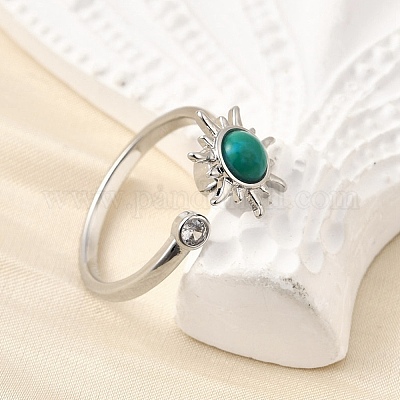 Открытые манжеты из латуни с цирконием для женщин RJEW-U056-01P-1