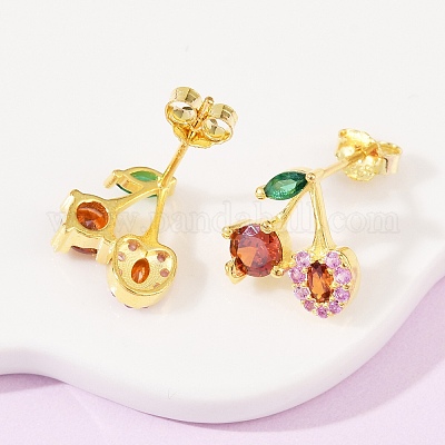 925 стерлинговый серебристый микропроволочный кубический серьги из циркония EJEW-G440-01G-1