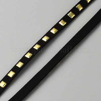 Лента из микрофибры длиной 2 м с квадратными железными заклепками золотистого цвета. OCOR-WH0085-44G-1