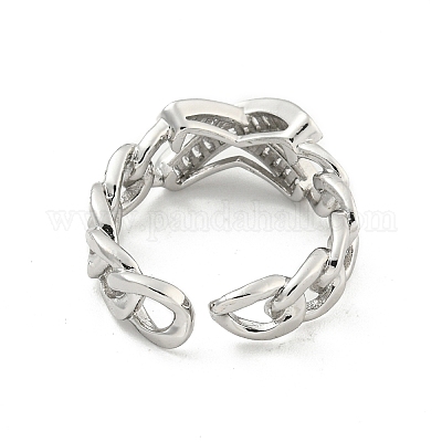 Открытые кольца манжеты из латуни с микропаве и кубическим цирконием RJEW-I103-048P-1