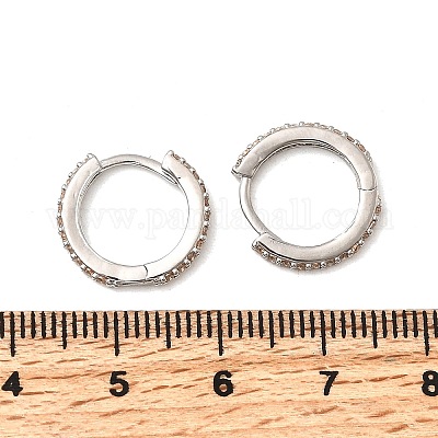 Латунные микро проложить серьги обруча кубического циркония EJEW-P322-01P-1