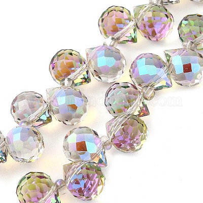 Стеклянные бусины с гальваническим покрытием  EGLA-D030-17K-1