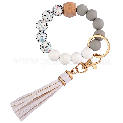 Silicone Beaded Key Ring Bracelet, Silicone Keychain