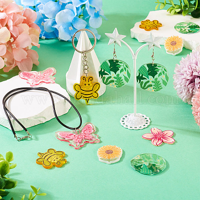 10шт 5 стиля прозрачные акриловые подвески TACR-TA0001-32-1