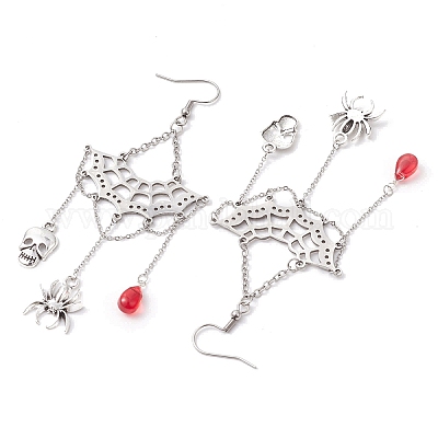 Серьги с подвесками из сплава стекла EJEW-TA00425-1