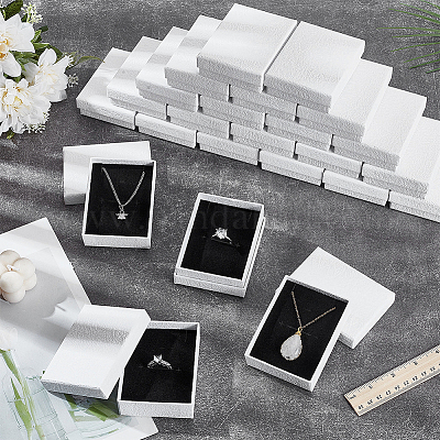 Картонные бумажные коробки для хранения украшений с губкой внутри CON-WH0112-013-1