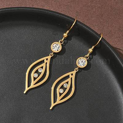 Серьги-подвески в форме листьев из нержавеющей стали 304 EJEW-Z129-13G-1