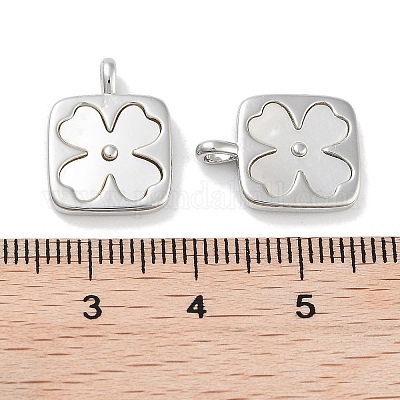 Квадратные подвески из латуни из натуральной ракушки KK-C051-22P-1