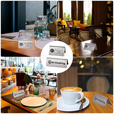 6 шт. 2 стиля 201 нержавеющая сталь гостиничный ресторанный стол знак для некурящих и зона для курения AJEW-CP0003-74-1