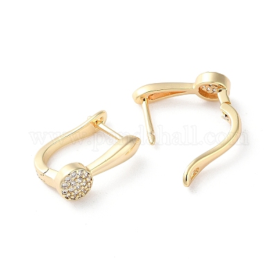 Латунные микро проложить серьги обруча кубического циркония EJEW-P259-23G-1