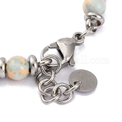 Браслет из синтетического камня шоушань и синтетического гематита с круглыми бусинами BJEW-P339-02P-07-1