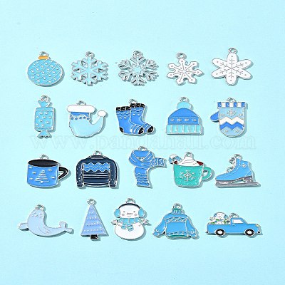 20 шт. 20 стиля подвески из сплава и эмали на зимнюю тематику ENAM-FS0001-97-1