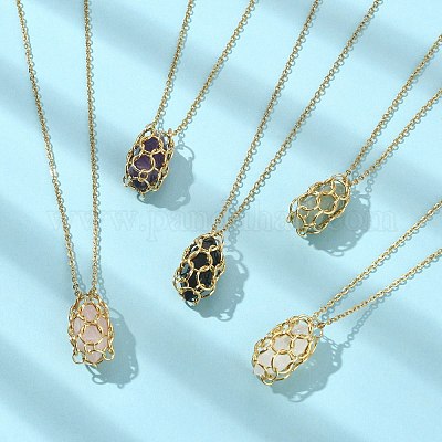 Ожерелья с подвесками-пулями из смешанных натуральных драгоценных камней NJEW-JN04549-1