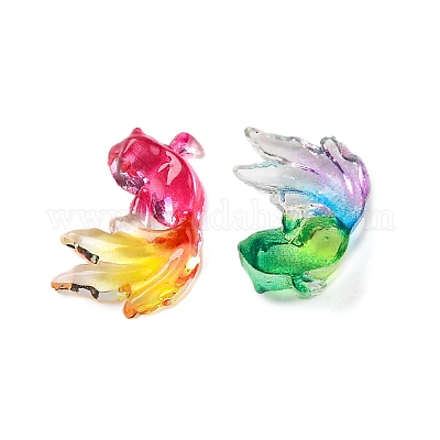 Золотая рыбка прозрачная смоляная кабошон FIND-L019-03-1