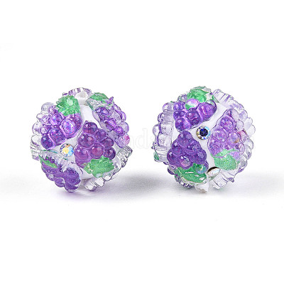 Круглые бусины из смолы в виде фруктов RESI-T059-03B-1